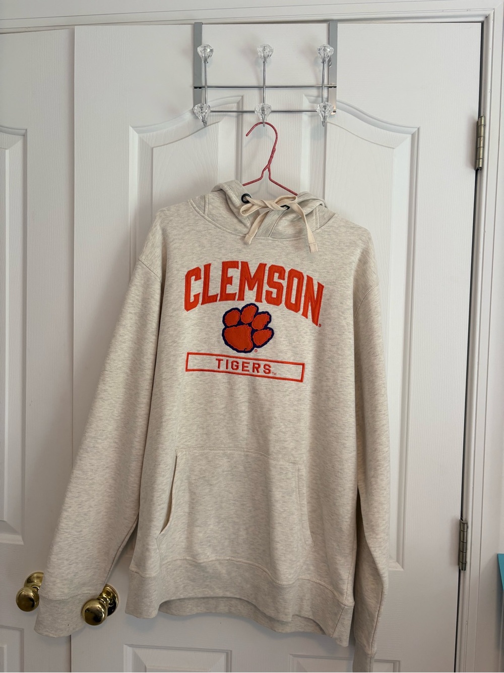 League Light Gray Hoodie with Orange Accent